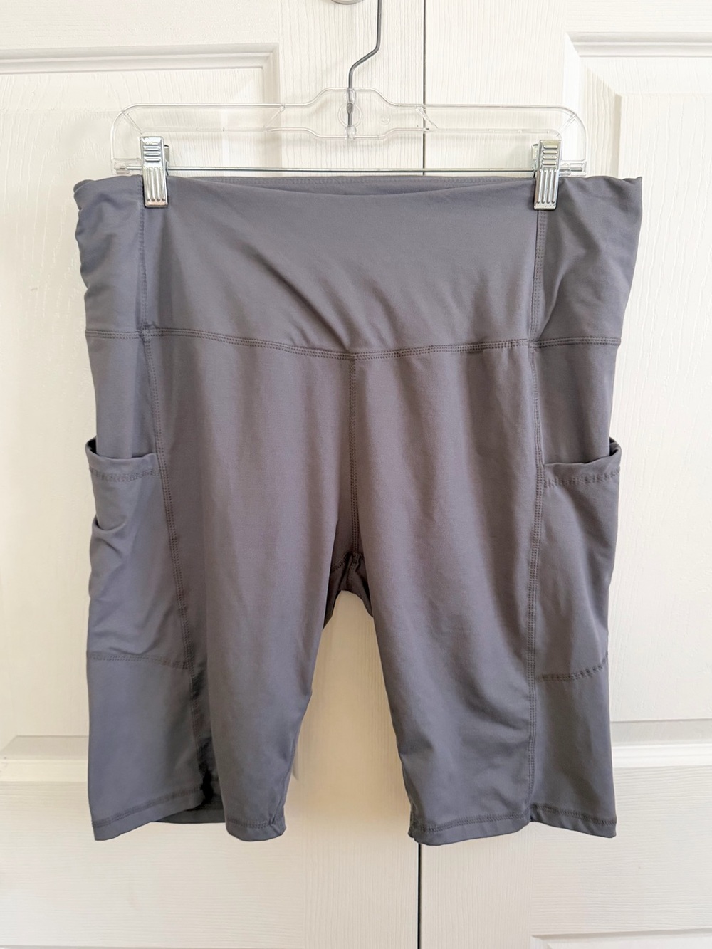 5 for $25! Gray High-Rise Women’s Bike Shorts with Side Pockets